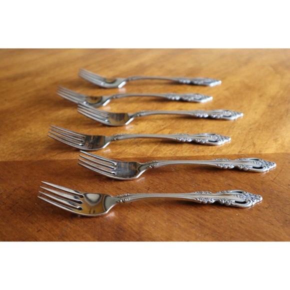 Lot 6x Oneida Community Brahms Salad Forks Stainless 6.75" Betty Crocker Pierced - Picture 9 of 10